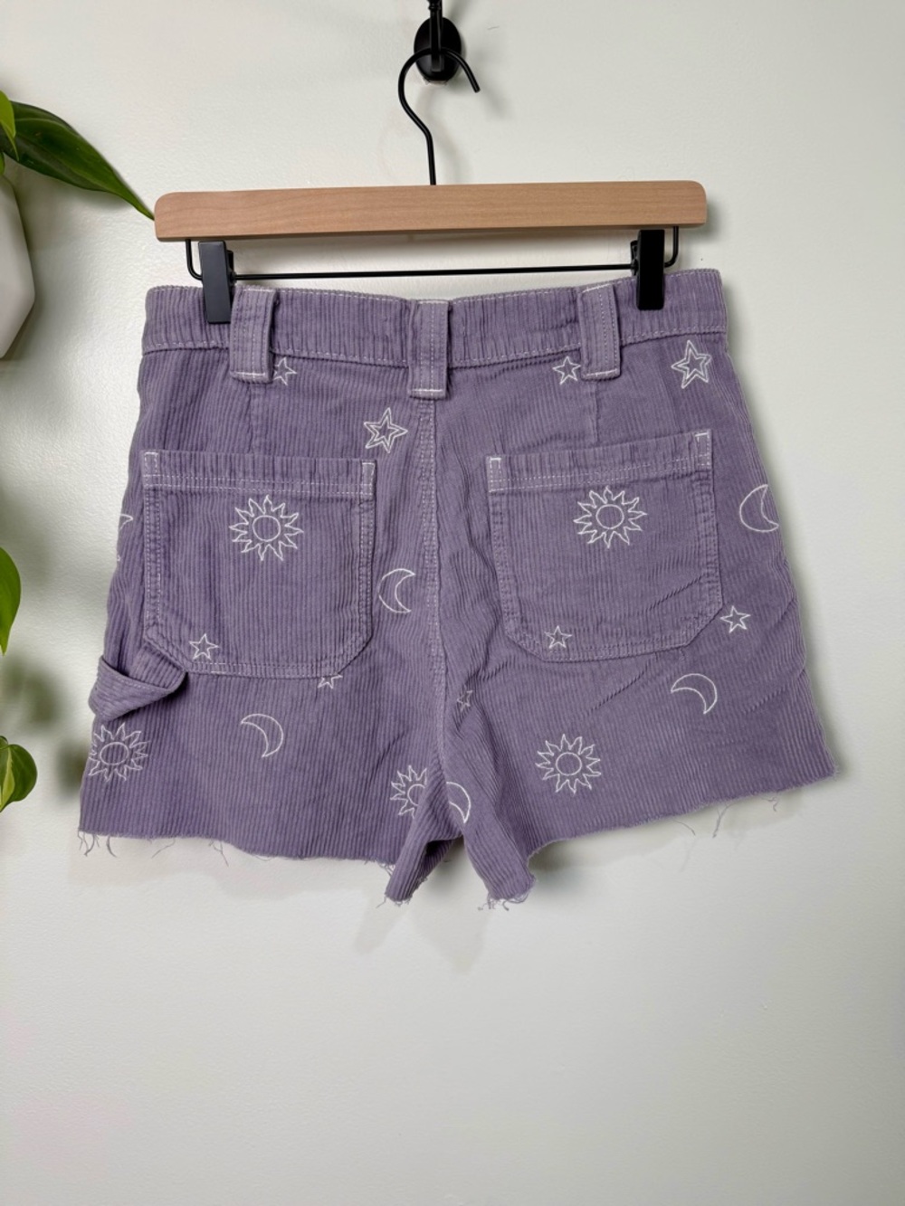 Pacsun Stars Corduroy Cutoff Workwear Shorts Sun Moon Purple Size 28 Celestial - Picture 5 of 6